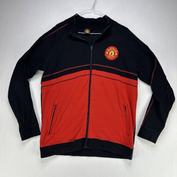 Manchester United Zip Up Jacket Size Large Red Black Official Merchandise - Picture 1 of 11
